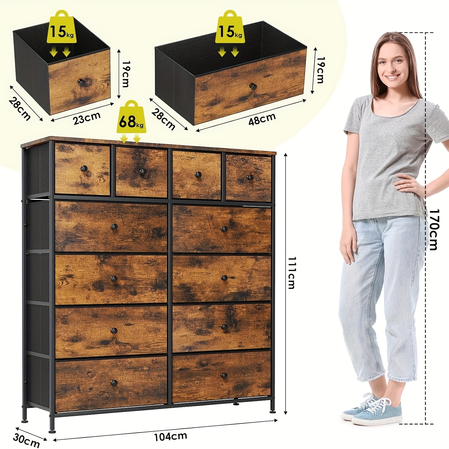 Contemporary Storage Solutions Including A Fabric Chest Of Drawers, A Dressing Table Cabinet, And A Metal-framed Storage Cabinet Suitable For The Living Room, Hallway, Or Bedroom