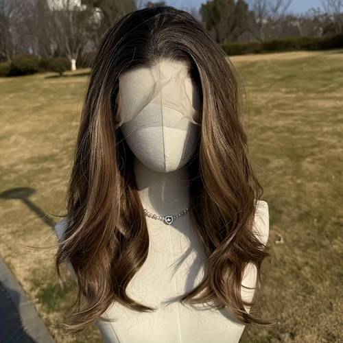 gradient brown curly hair ladies wig lace hair set high temperature high temperature fiber long curly hair daily party