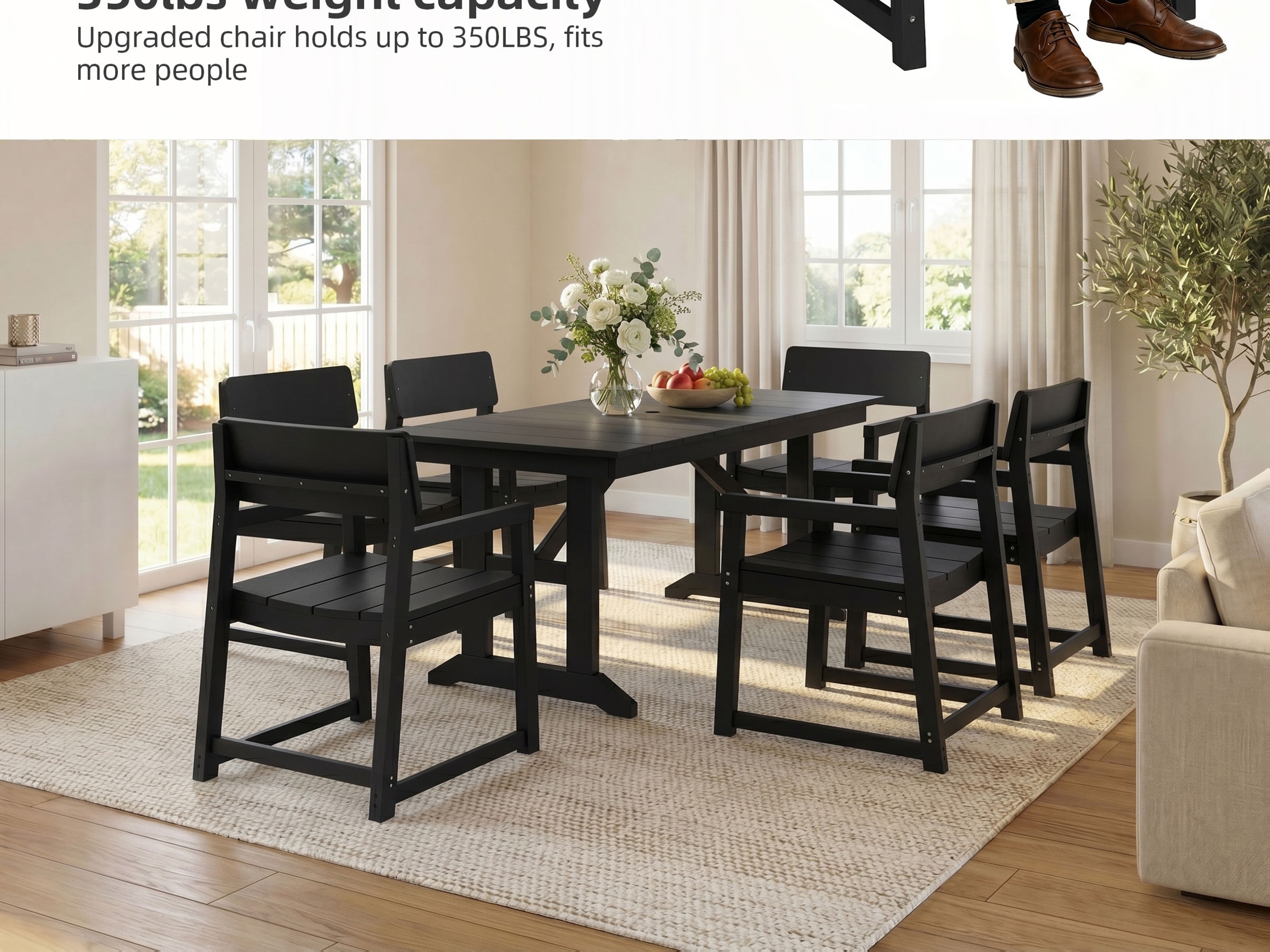 5- And 7pcs Patio Dining Set, Outdoor Table And Chairs, All Weather Furniture with Umbrella Hole for Backyard Garden Deck Lawn Pool