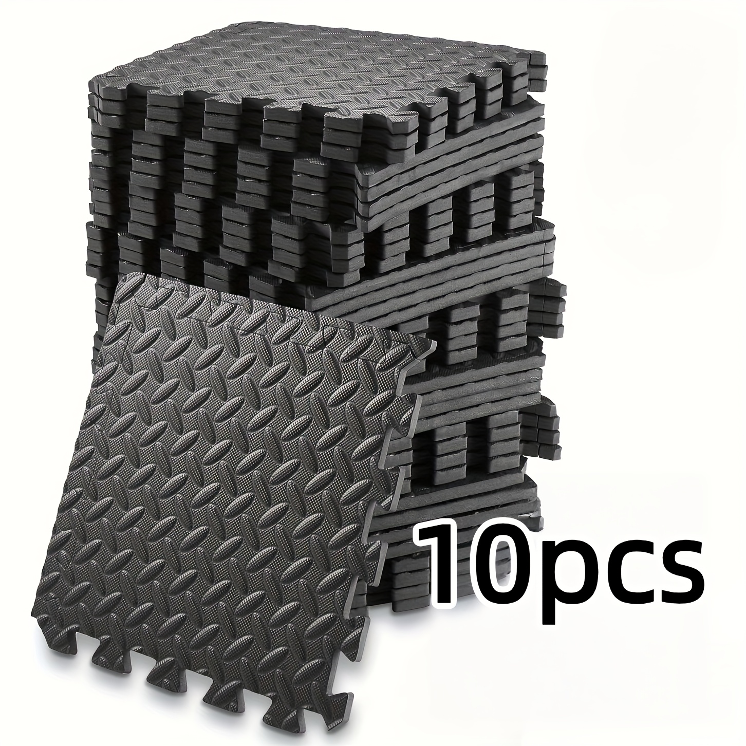TEMU 10pcs 30cm High-density Eva Foam Floor Mats - Non-slip Shock Absorbing Thickened Exercise Mats For Gym, Dance, | One-second Installation, Black,