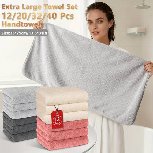 12 20 32 40pcs microfiber coral terry towel set 13 3 x 30 7 inch ultra dry absorbent bathrooms hotels spas use halloween decorations valentines day gift ideas for your