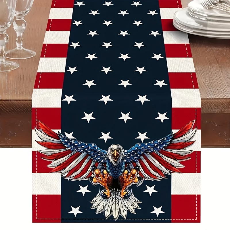 

Patriotic Eagle & Striped Stars Table Runner - 13" X 72" Polyester, , Weddings & Anniversaries, Indoor/outdoor Decor