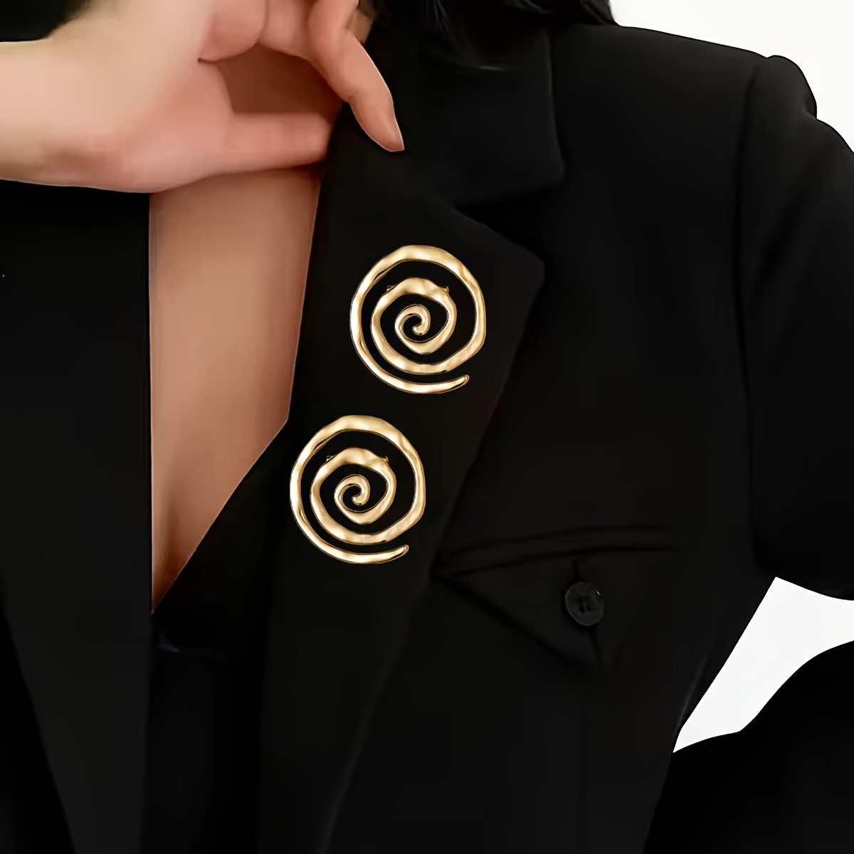 E-shop 2er-Set Schicke, vielseitige geometrische Spiral-Brosche mit glänzendem Metalldesign, Unisex-Brosche für Kleidung