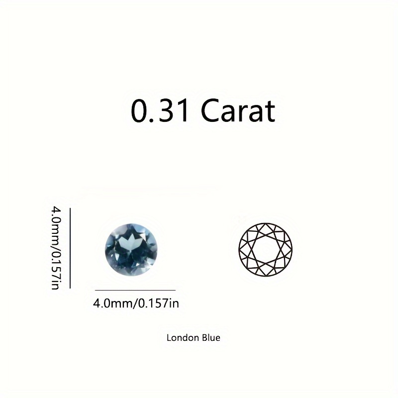 TEMU 1pc London Stone, Round Cut, 3mm-9mm, Birthstone, Gemstone, Natural Gemstone Jewelry Material