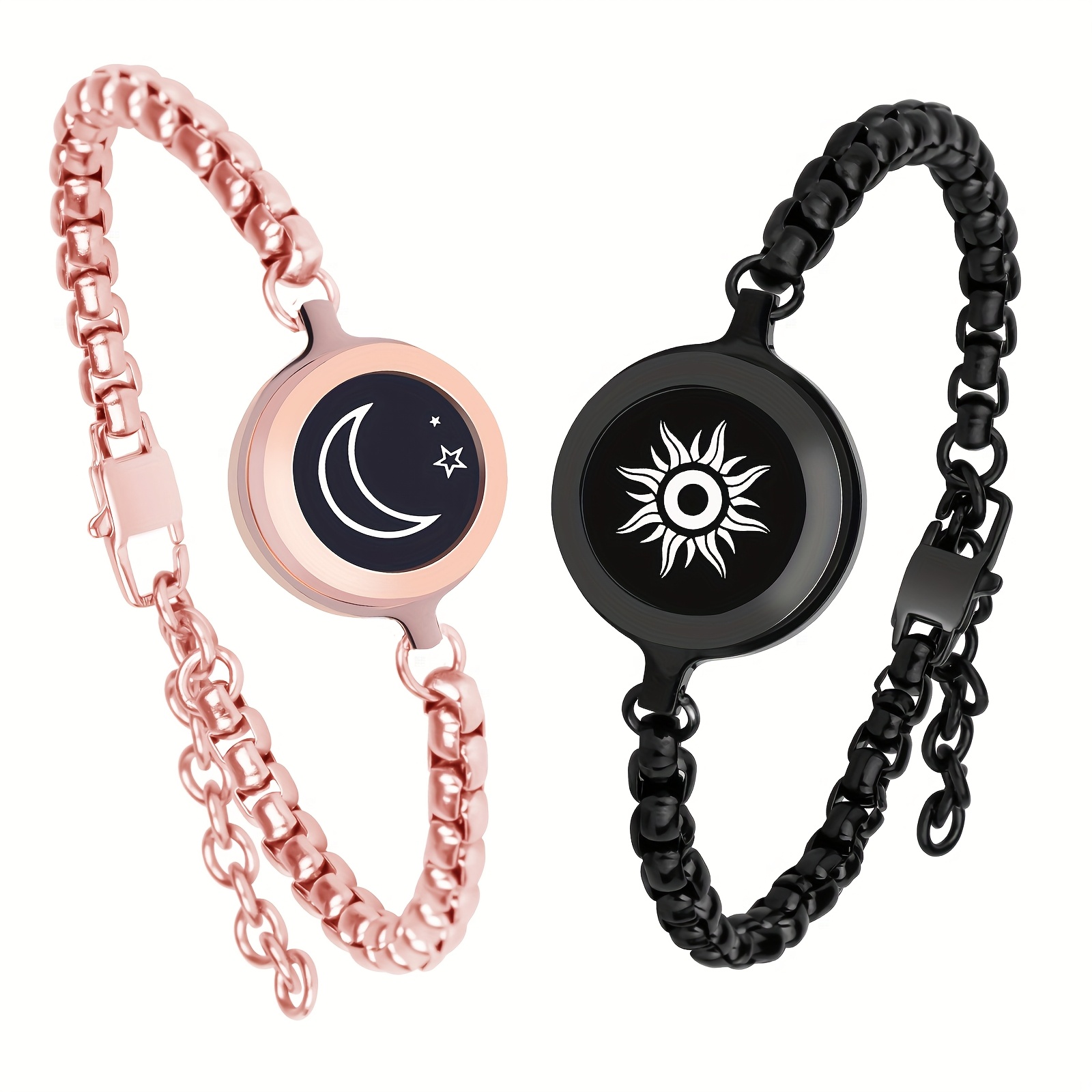 long bracelets, vibration and light up couples bracelets, remote smart  matching bracelet for couples long distance relationship girlfriend  boyfriend lovers xmas gifts black jewelry set - smart home - Temu