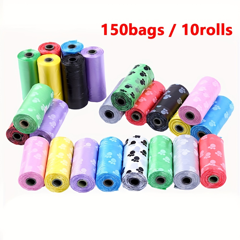 

10rolls Assorted Color Paw Graphic Dog Poop Bags, Pet Poop Bags Leak-proof Dog Waste Bags For Home Outdoor Puppy Walking And Travel Pet Supplies