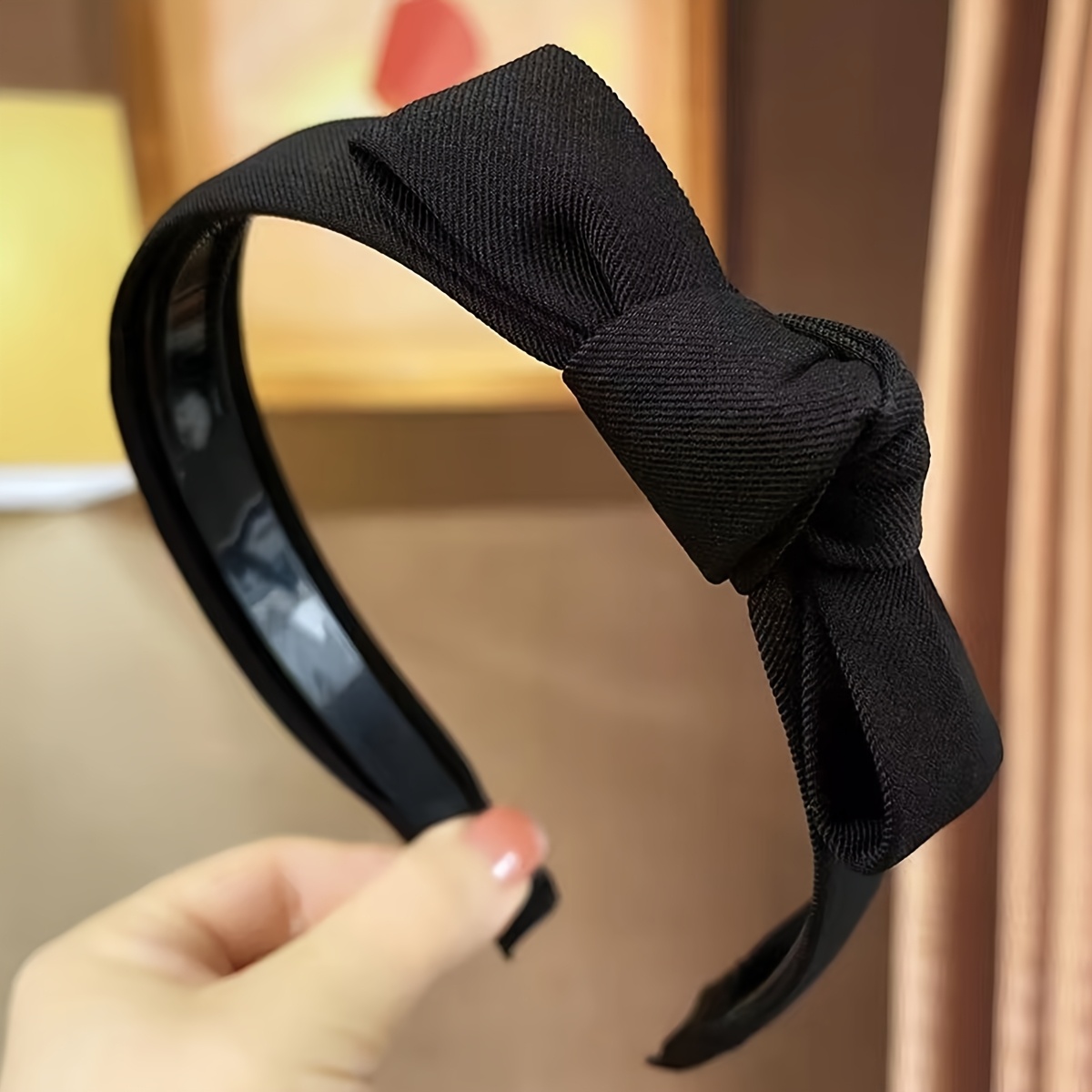 TEMU 1pc Of Korean-style Trendy Headband With A Easy And Versatile Fabric Bow, Featuring A Non-slip Design And Teeth For Secure Hold