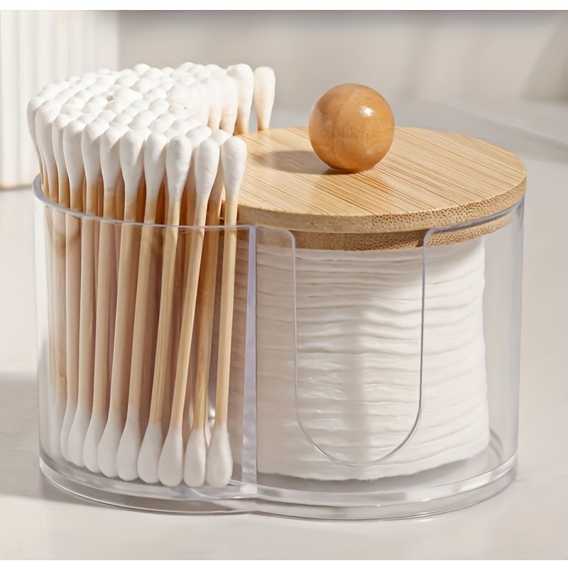 TEMU Porte-couchons pour salle de bain, récipient pour cotons-tiges, 2-en-1 pour cotons-tiges et tampons