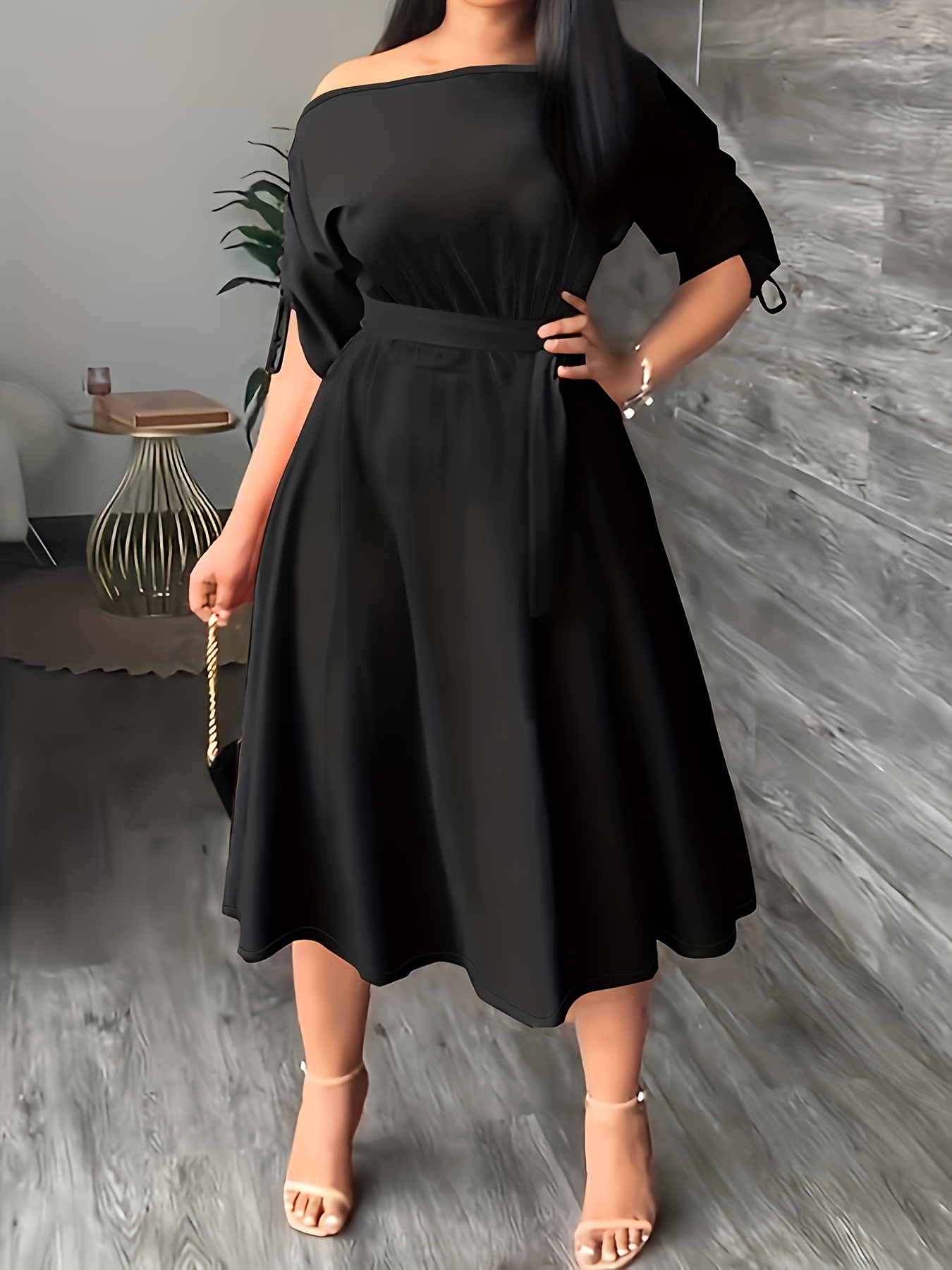 blue dress for baby girl Final Sale Plus Size Off the Shoulder Ruffle Overlay Maxi Gown in Blac –  Chic And Curvy