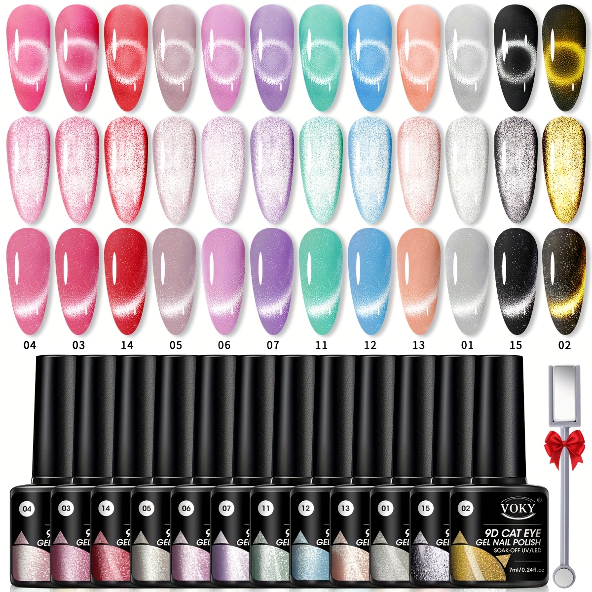 9-teiliges Cat Eye Nagelmagnet-Set – Für Gel-Nagellack, Starker Magnet, Verschiedene Formen