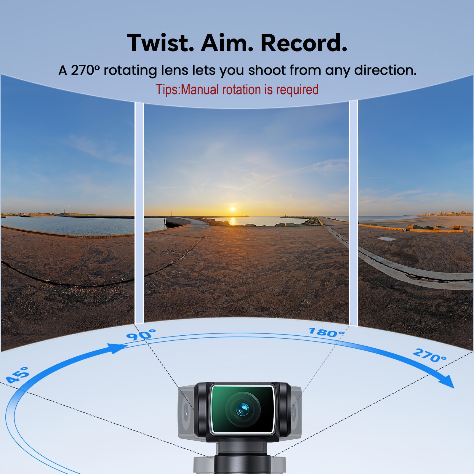 1pc Portable 5K Action Camera with 3.38cm Screen, Equipped with a Lens That Can Be Manually Rotated 270 ° Horizontally, Portable Camera Built-In 1000Mah Battery, Lightweight Design for Vlogging, USB Rechargeable, Handheld Pocket Action Camera
