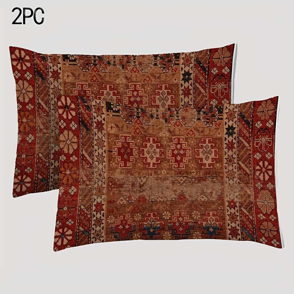 TEMU 2-pack Vintage Moroccan Traditional Design Throw Pillow Covers, High-quality Double-sided Printing 12x20 Inches, Soft Fabric, Zipper Closure,