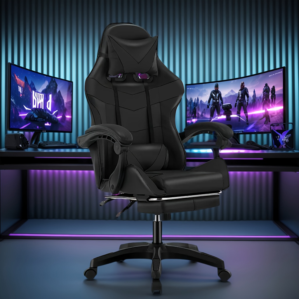 Ergonomische gamingstoel met voetensteun
