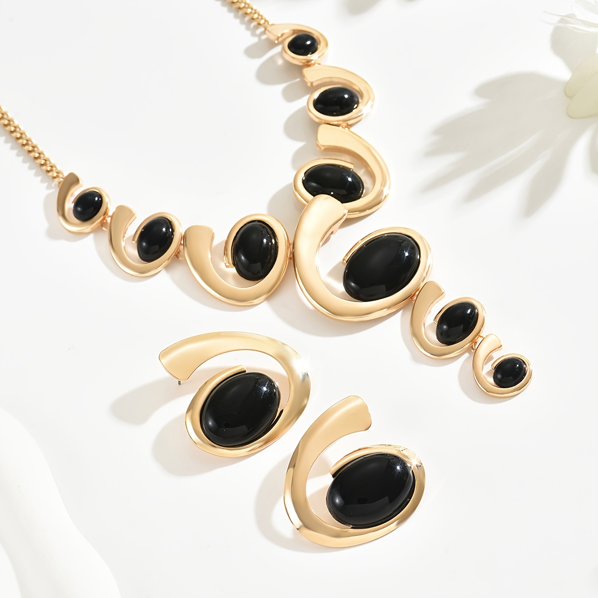 Boho Classic Spiral Snail Shape Jewelry Set, 2pcs