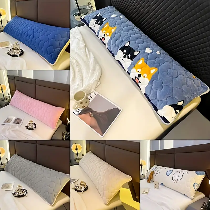 1pc milk velvet fleece pillowcase large size double pillowcase for couples winter thickened 1 2m 1 5m 1 8 washable polyester 100 no print fabric 350 400gsm with pillow insert not included Product details 0