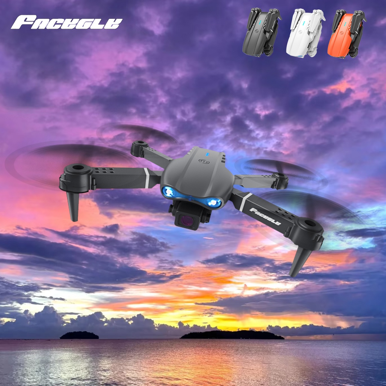 FACEGLE E99 Lekki Dron z Inteligentnym Hoverem, Zdalnie Sterowany, Podwójna Kamera, Quadcopter, Obsługa Wi-Fi, Bateria Litowa 500mAh, Niedrogi, dla Początkujących, Prezent na Boże Narodzenie, Halloween, Dron Dji, Dron z em do Ładowania, Mini Dron