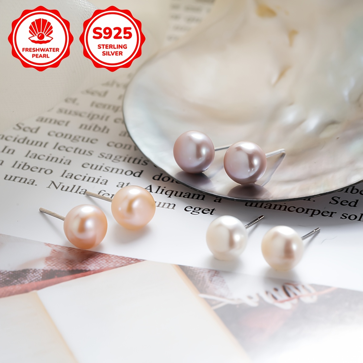 1 Pair Freshwater Pearl Earrings, Oval Shape Style