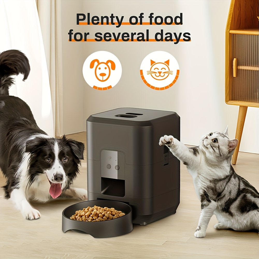 Akıllı Uygulama Kontrollü Kedi Besleyici, Uzaktan Kumandalı Evcil Hayvan Besleme Makinesi, USB/Pil Çift Güç Kaynağı, Kediler ve Köpekler için Otomatik Mama Dispenseri, 2.4G Wi-Fi Etkin, Adaptör veya Pil Dahil Değil, Pilsiz