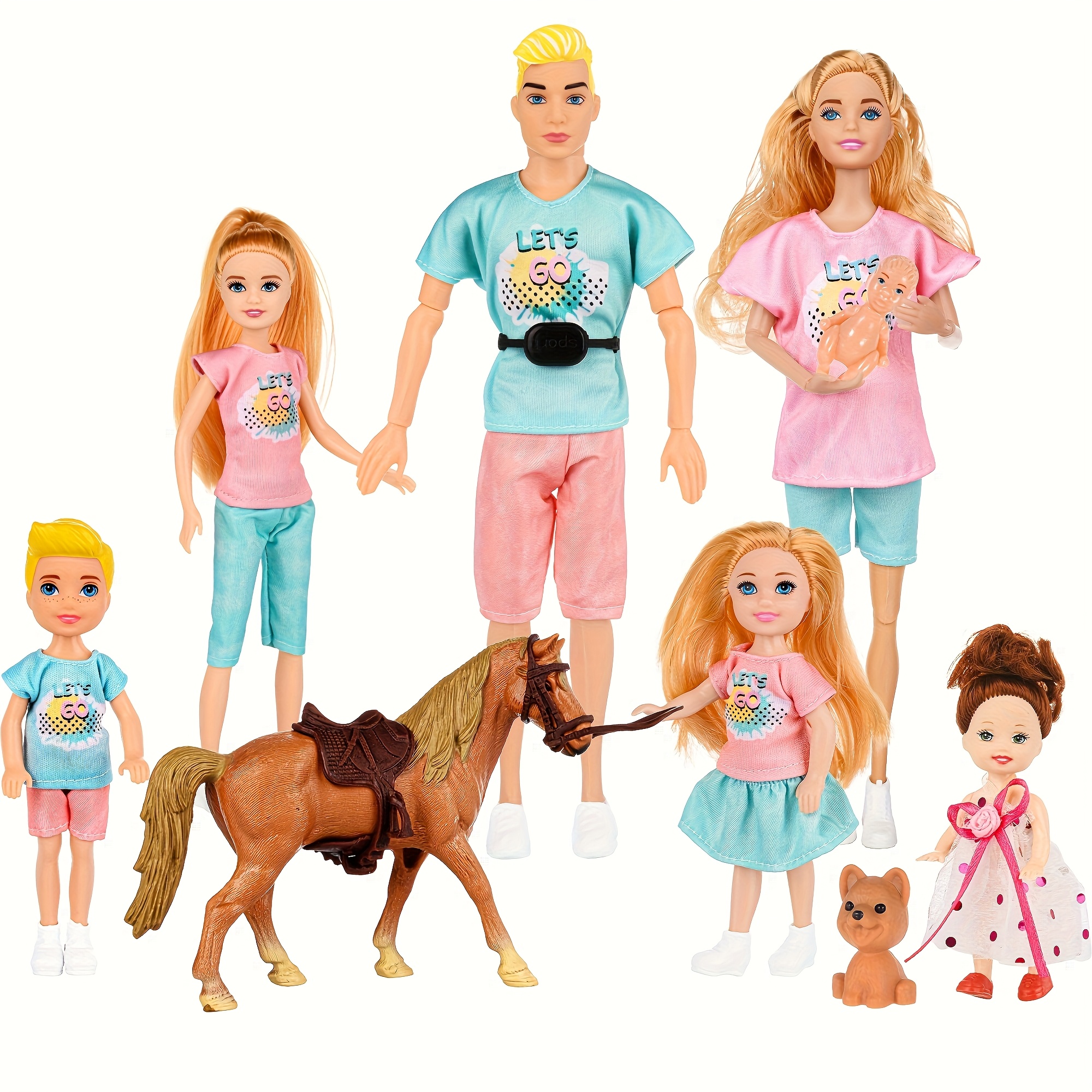 TEMU Family Dolls Set Of 7 People Pregnant Mom Dad , A Small In Tummy, A And A , Doll Playsets And Accessories For 3+ Years Old Toddlers Gift