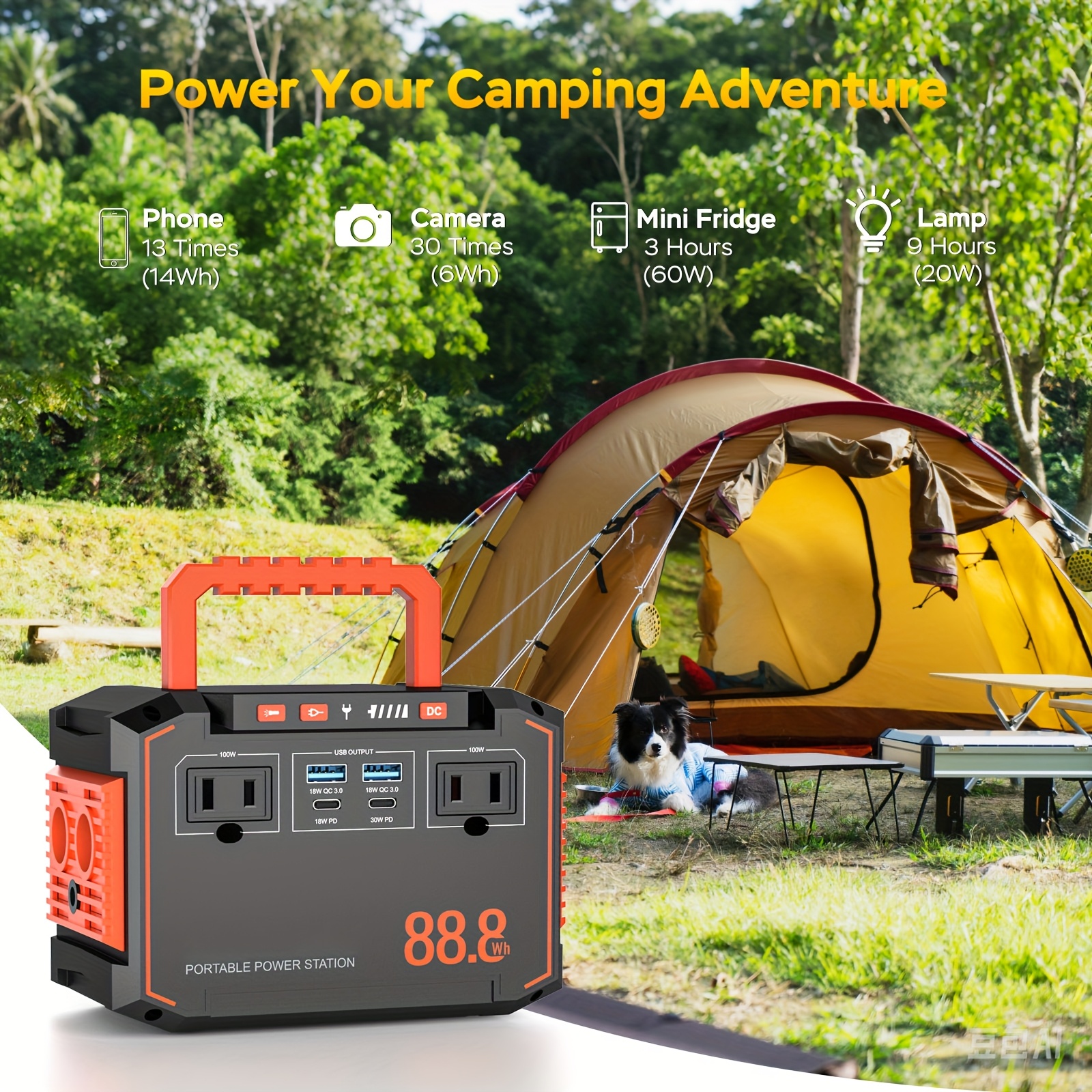 100w 300w solar generator portable power station 88 8wh 111wh 240wh with 30w solar panel with 2 ac usb c pd usb qc3 0   output led emergency power light for camping tents emergency outdoor home use cpap fans laptops emergency gifts Product details 2