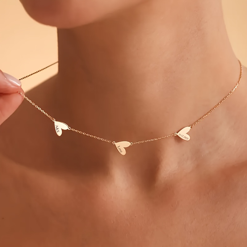 Personalized Stainless Steel Heart Pendant Necklace