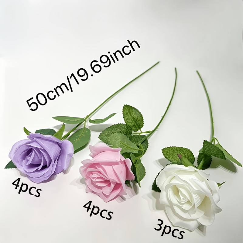 TEMU 11-pack - -realistic Rose Bouquet, Long-stem Artificial Flowers With Vibrant Mixed Colors And Natural Leaves, Lifelike Quality Rivaling Real