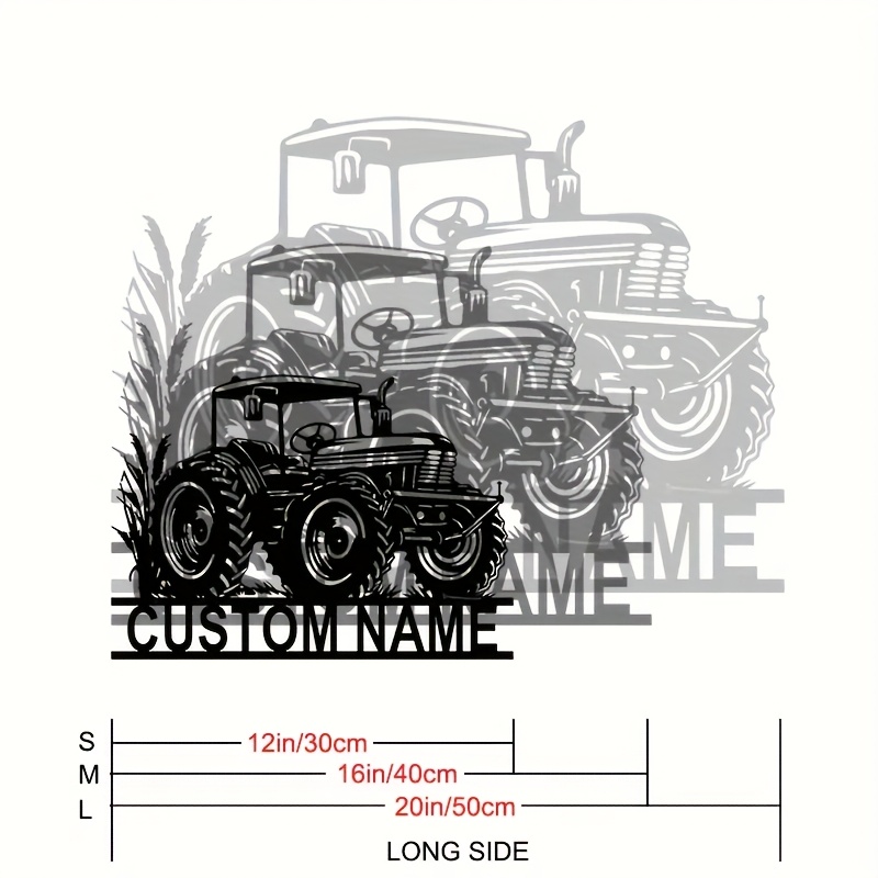 TEMU Made Tractor Metal Wall Sign: Personalized Room Decoration, Farmer Gift, Vintage Style, 8-24 Inches