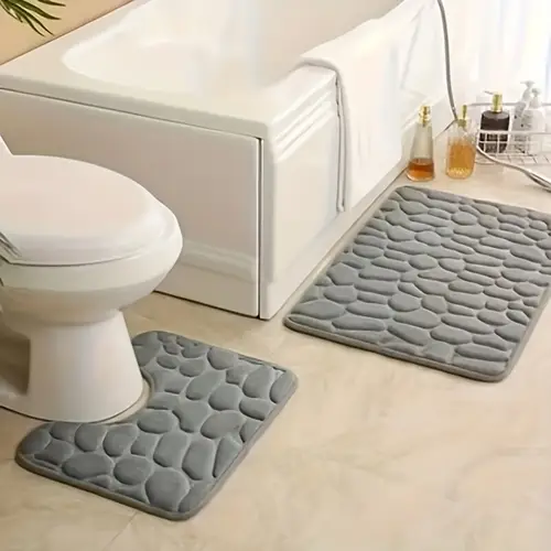 2pcs set of soft bath mats anti slip quick drying washable stone patterned design sizes 15 75x23 62 inches and 15 75x19 69 inches suitable for bathroom bedroom room home decoration autumn decoration