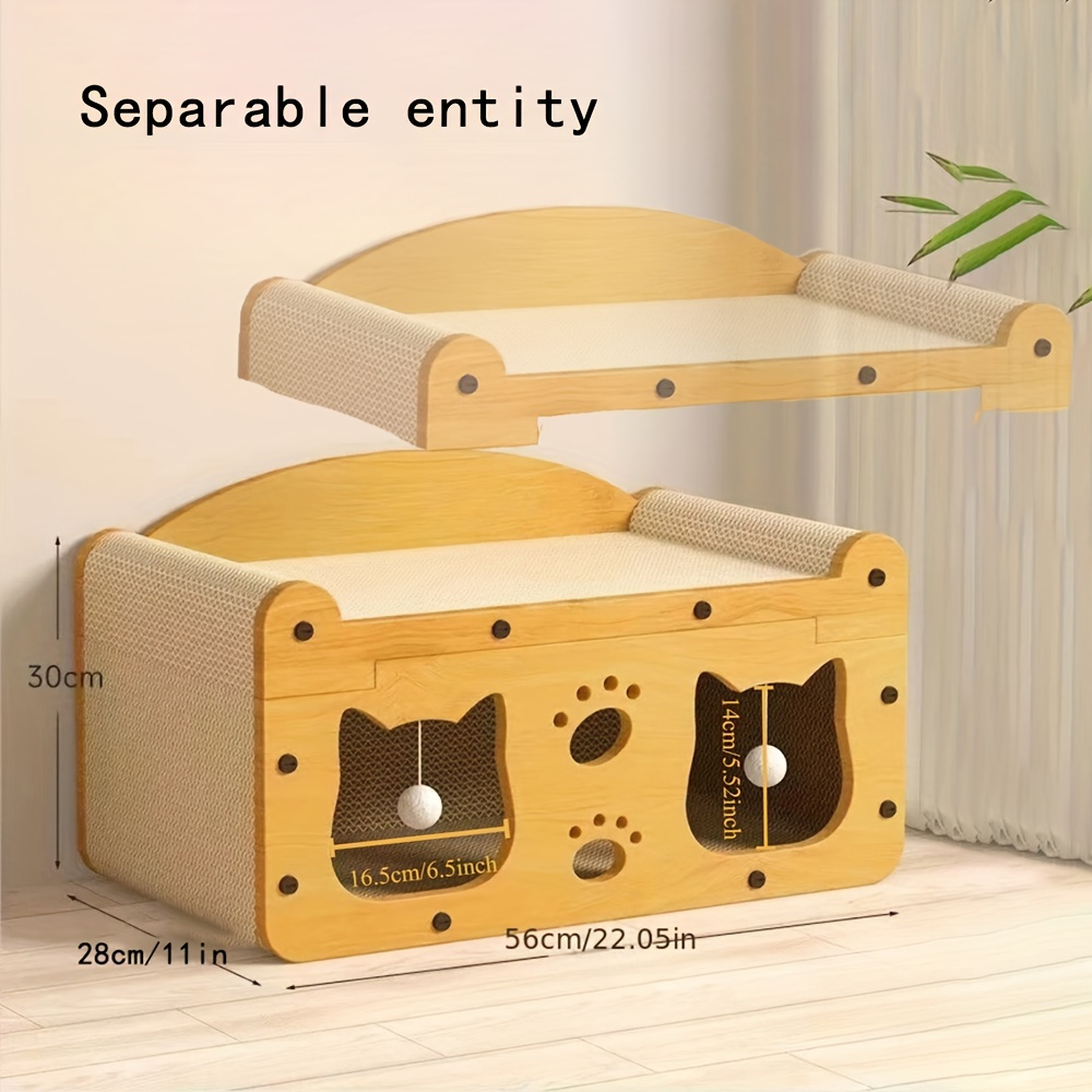 

Cat House With Scratching Board, Durable Scratch-resistant Non-flaking Cat Bed, All-season Vertical Cat Tree With Play Balls