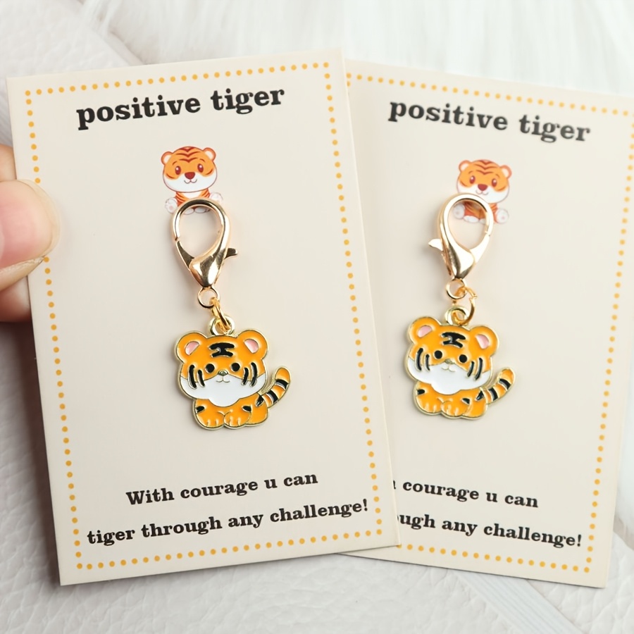 TEMU 1pc/2pcs Positive Cartoon Tiger Keychain Set With Inspirational Card, "with , You Can Any Challenge" - Perfect Encouragement Gift For , , And
