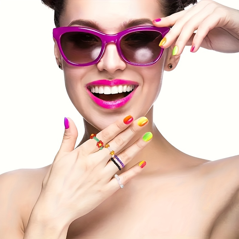 Vintage Boho Flower Ring Set for Women - 20 Pcs Beaded Stretch Rings