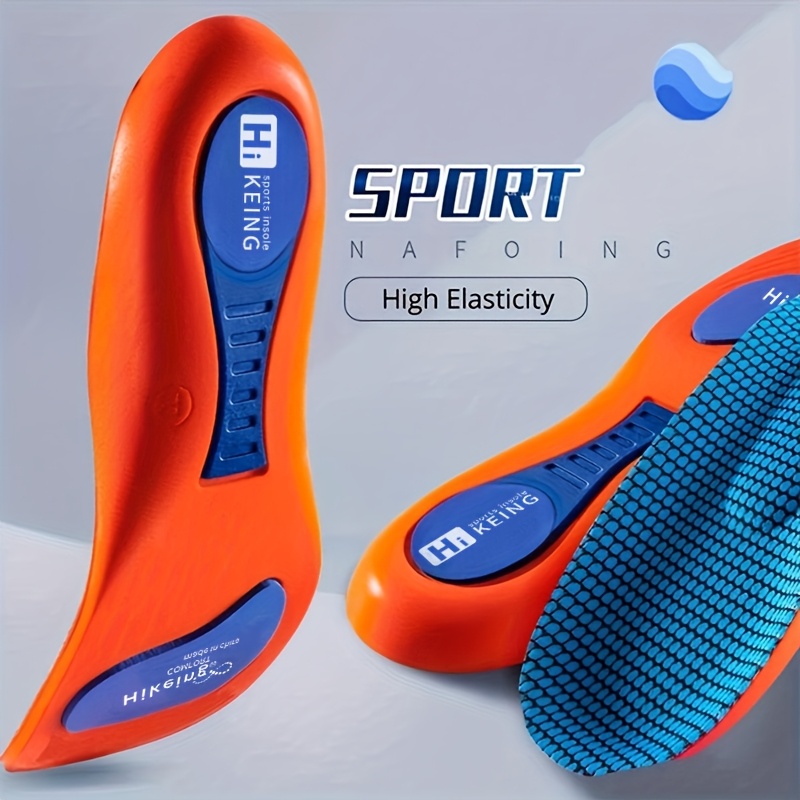 1pair Elastic Shock Absorption Sports Insoles, Breathable Odor Prevention Insoles, Comfortable Sweat Absorption Insoles For Various Shoes