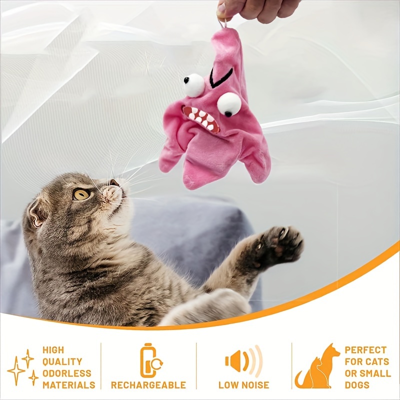 

Rechargeable Interactive Cat Toy - Usb Charging Polyester Animal Print Angry Starfish Pet Toy With Motion Sensor, Low Noise Design Perfect For Cats And Small Dogs