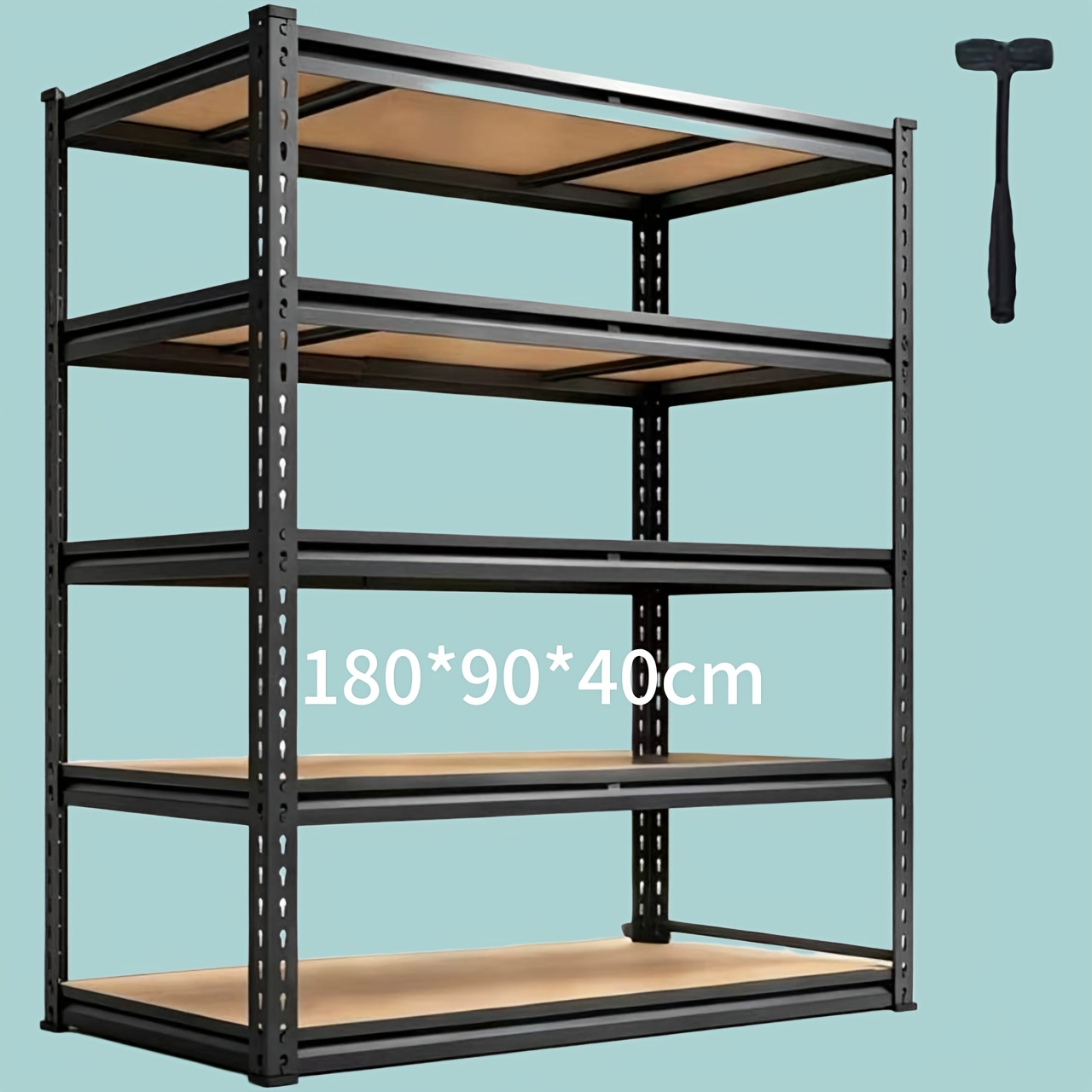 TEMU Heavy-duty 5-tier Boltless Storage Shelving Unit, Keyhole Slot Reinforced , Adjustable-height Wooden Shelves, High-capacity Garage Storage Rack,