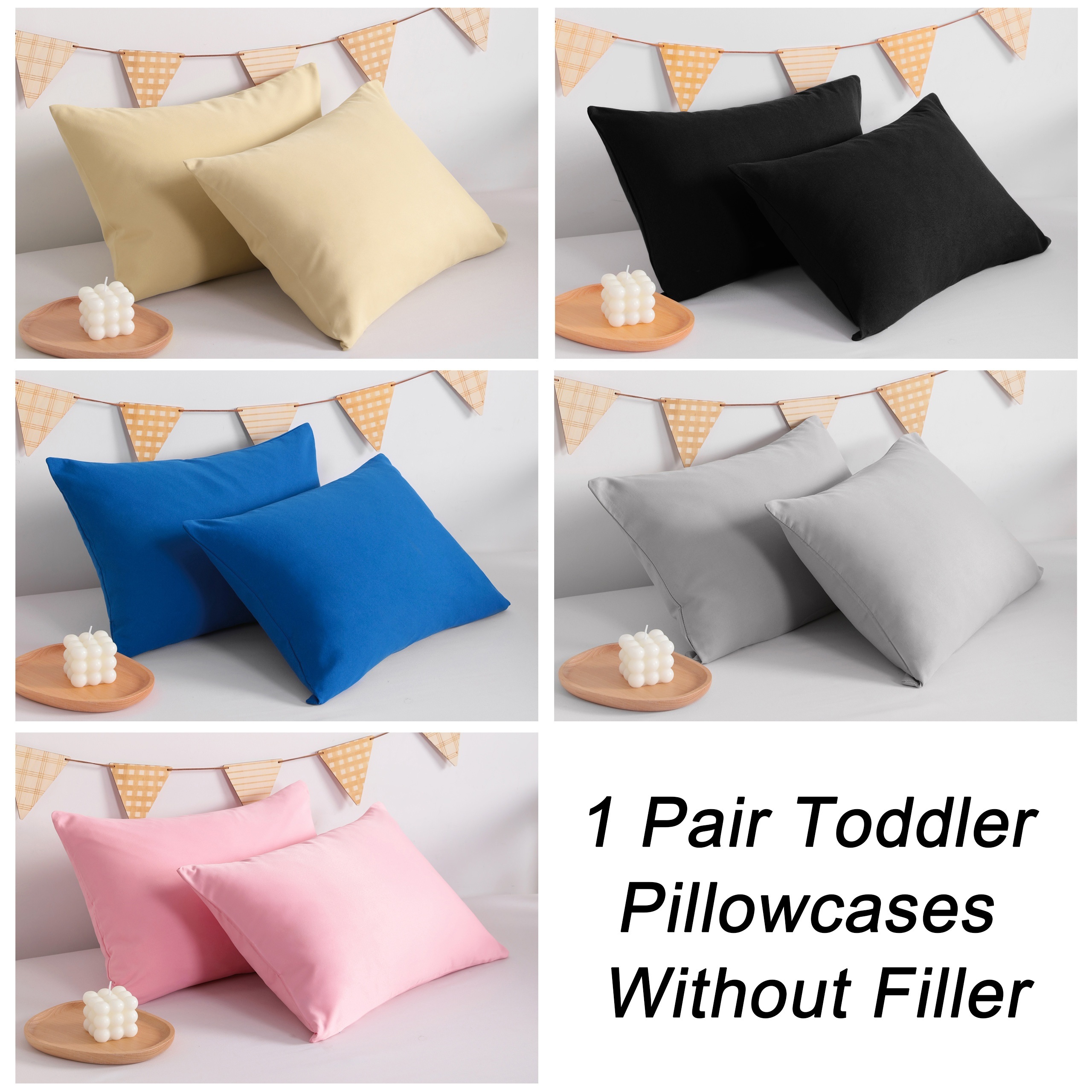 Paquete de 2 almohadas acolchadas para bebés y niños pequeños con fundas de  almohada 100% algodón de 13 x 18 pulgadas, transpirables y ultrasuaves