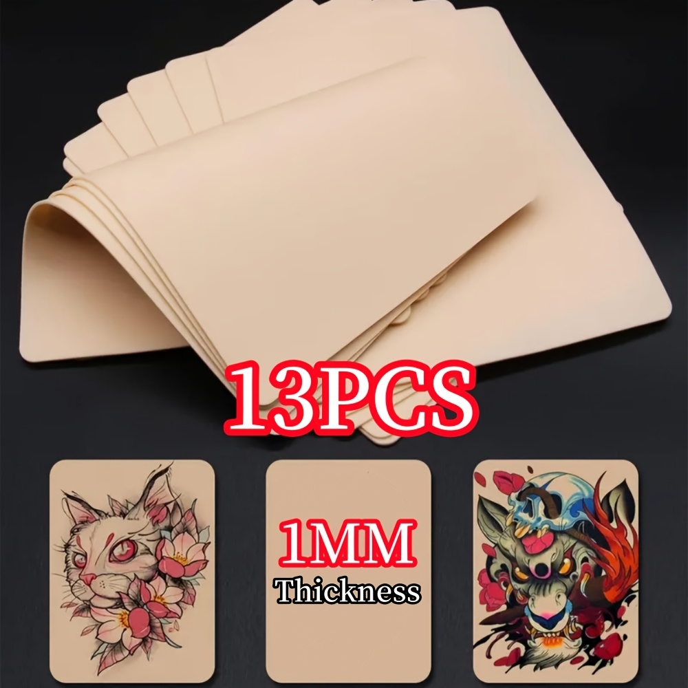 TEMU Tattoo Practice Skin Double Side Fake Tattoo Skin Light Beige For Permanent Makeup Tattoo Beginner Practice Synthetic