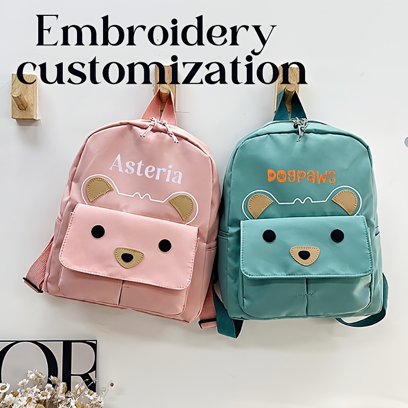 

Customizable Embroidered Bear - Personalized Shoulder Bag , Washable, Unlined - For