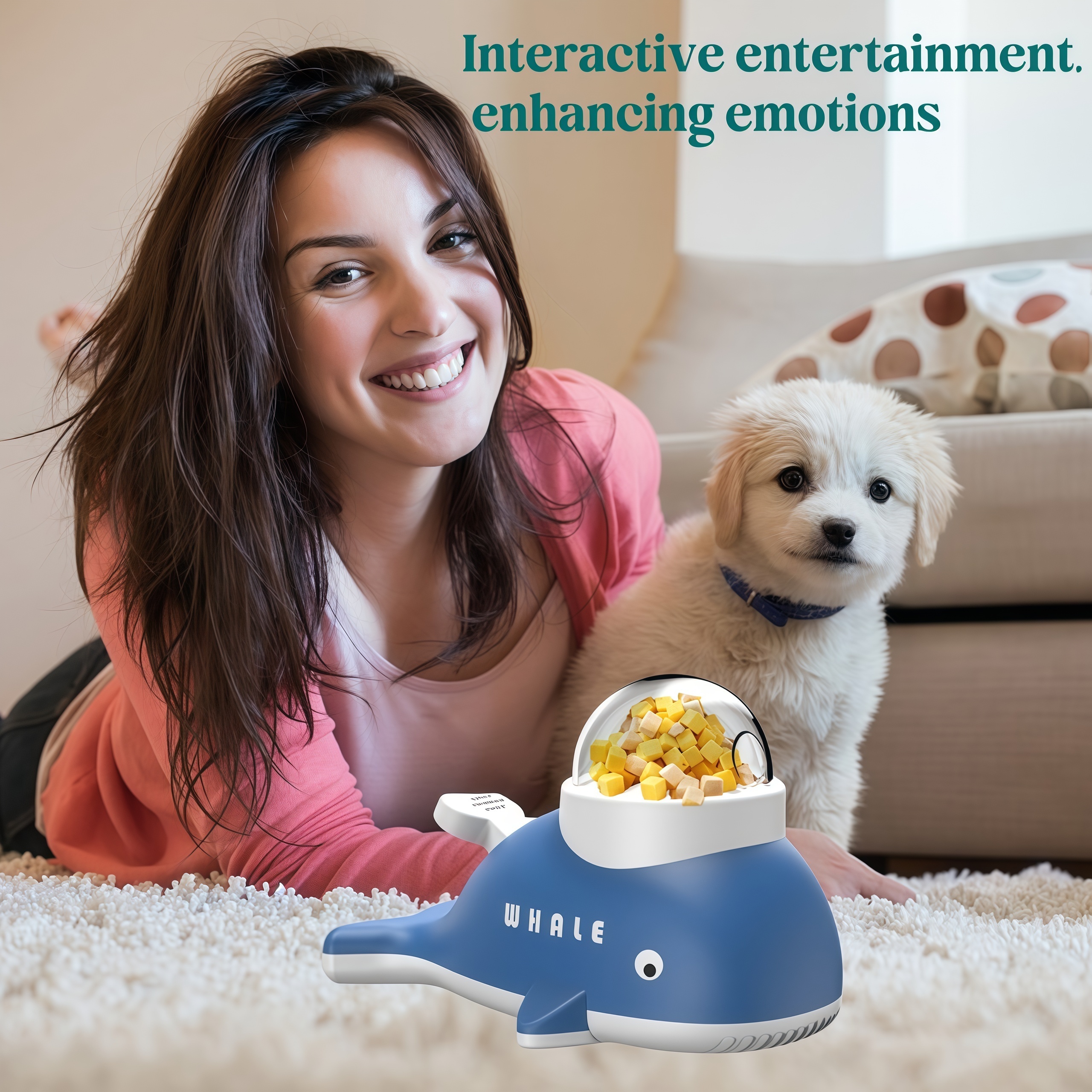 Distributeur de nourriture lent et interactif pour chiens et chats | Design Baleine Bleue, Plastique durable, Favorise la stimulation mentale et une alimentation saine, Aide à la digestion et réduit l'excès de nourriture, Convient aux chiots et aux chiens adultes, Distributeur automatique pour animaux de compagnie