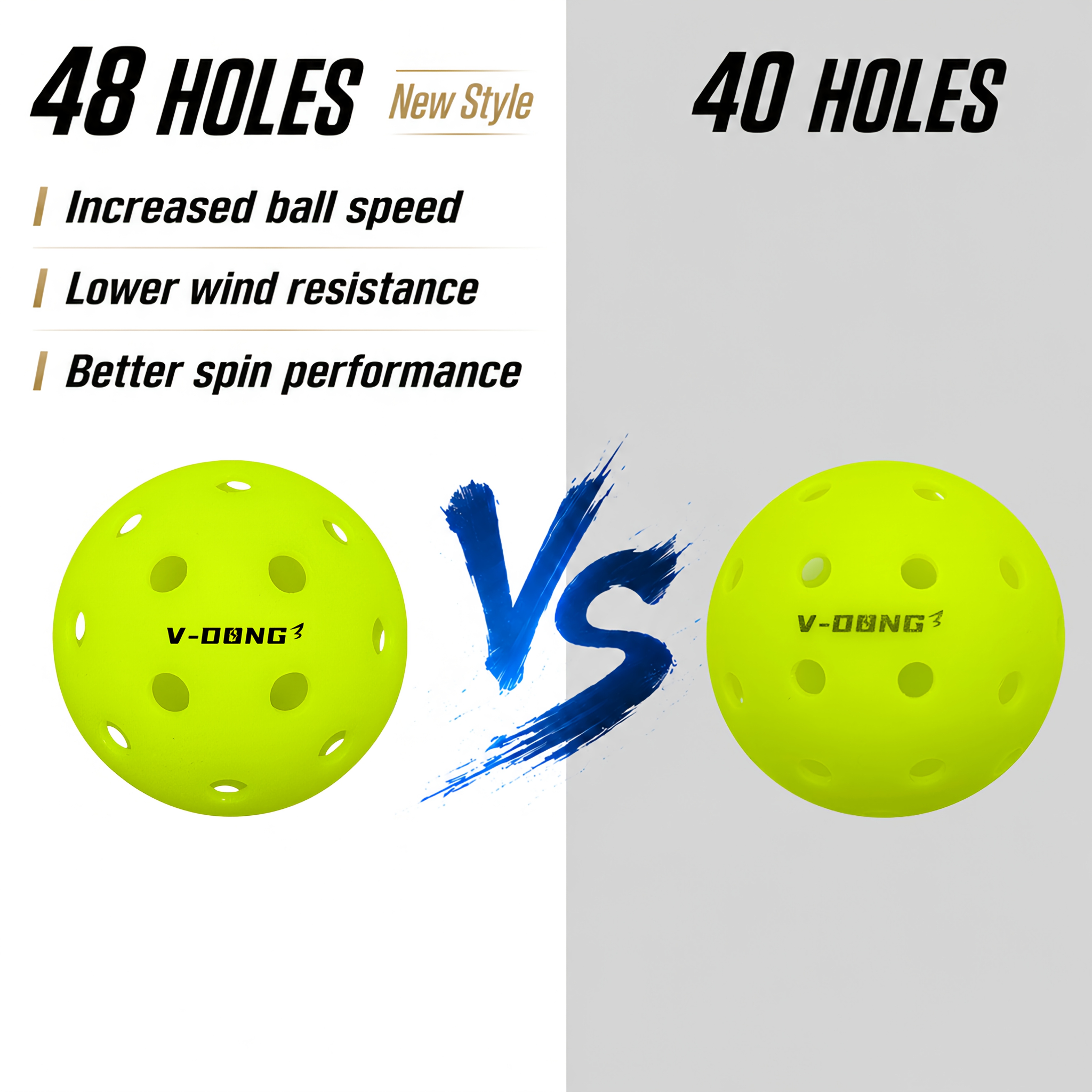 12pcs 48-Hole Pickleball with Special PE Polymer
