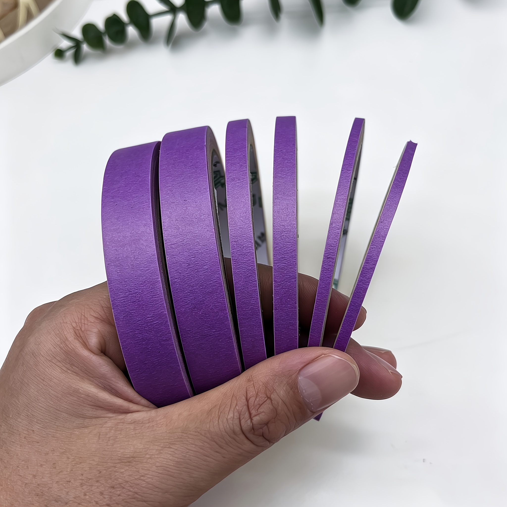 TEMU 3/6 Rolls Purple Art Craft Masking Tape Set, Multiple Sizes Available, 3mm To 13mm Specification Paper Masking Tape, Each Roll Is 787.4 Inches