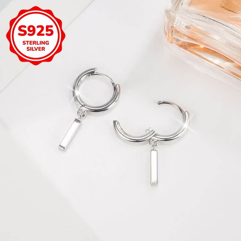 925 Silver Hypoallergenic Long Bar Stud Earrings for Women