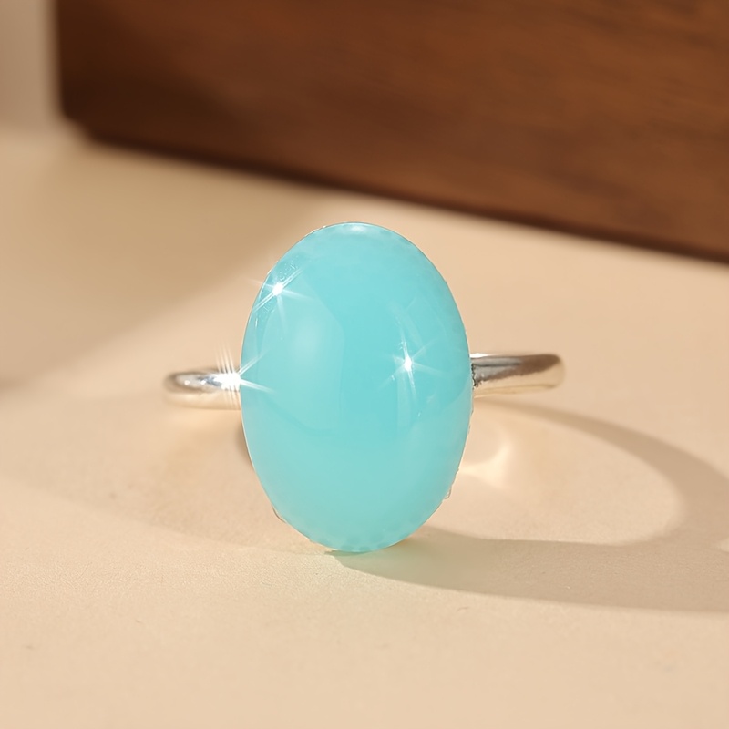 טבעת אבן אליפטית גדולה ואלגנטית בהשראת וינטג' - לא בעבודת יד, ניר חושת חי שיב, ניר חושתירו עם שיב. יומיומית, טבעת ללבישה יומיומית | עיצוב אלגנטי | צלחת נחושת