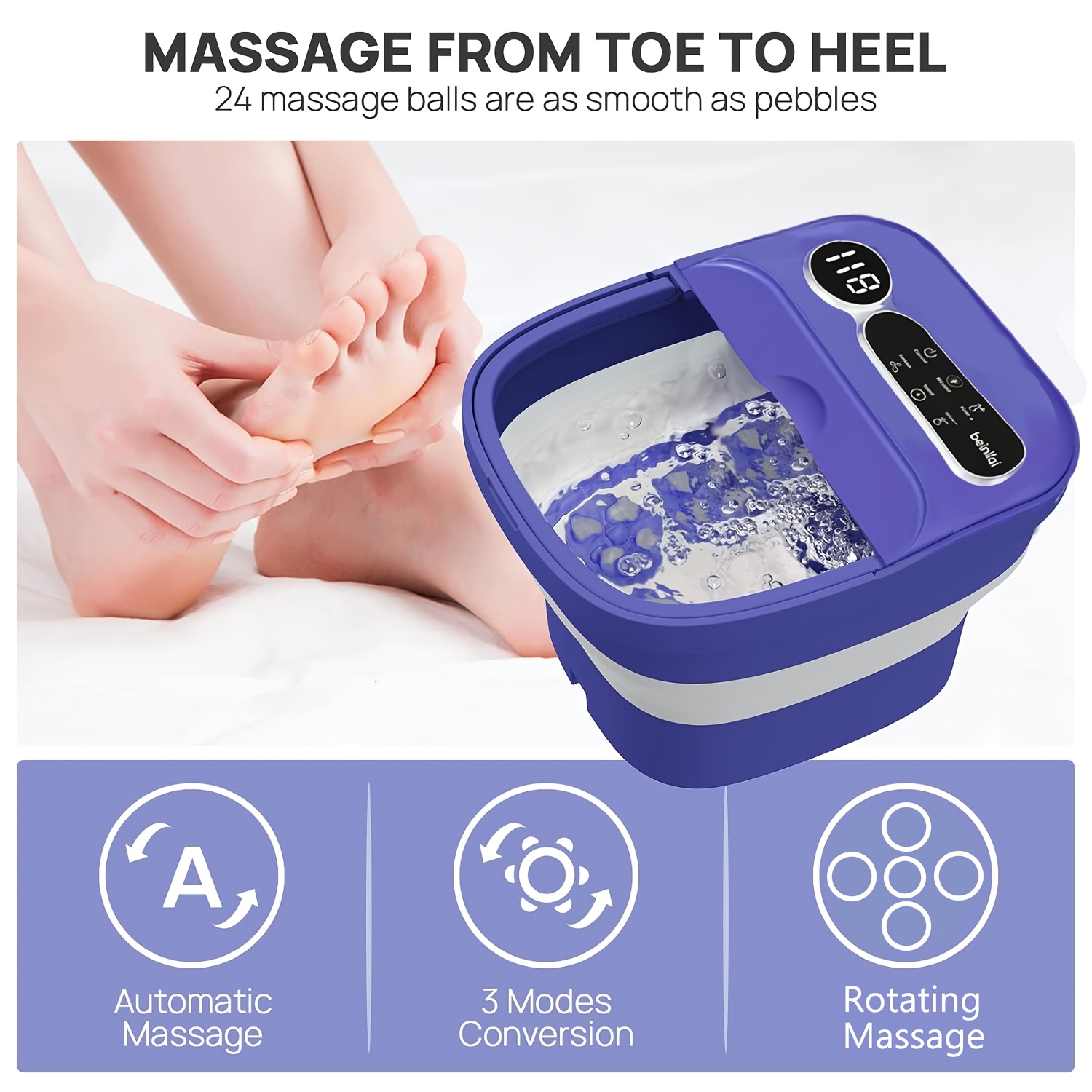 A Foldable Foot Spa Massager with a Heater And Temperature Controller, Featuring a Bubble Foot Bath, Six Massage Rollers, Vibration, And Red Light for Foot Soaking. an Essential Foot Massager for Winter, Making It a Perfect Warm Gift for Loved Ones!