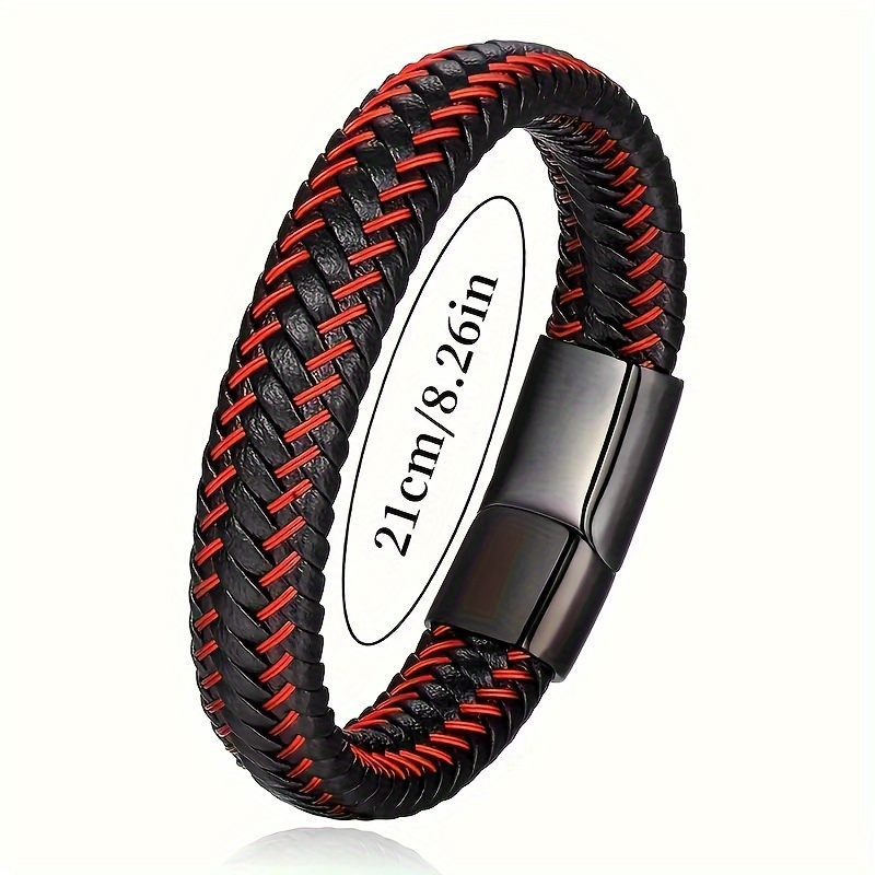 E-shop 1 Stück Trendiges Mode-PU-Leder Armband, geeignet für Herren Alltagskleidung und Urlaubsgeschenke