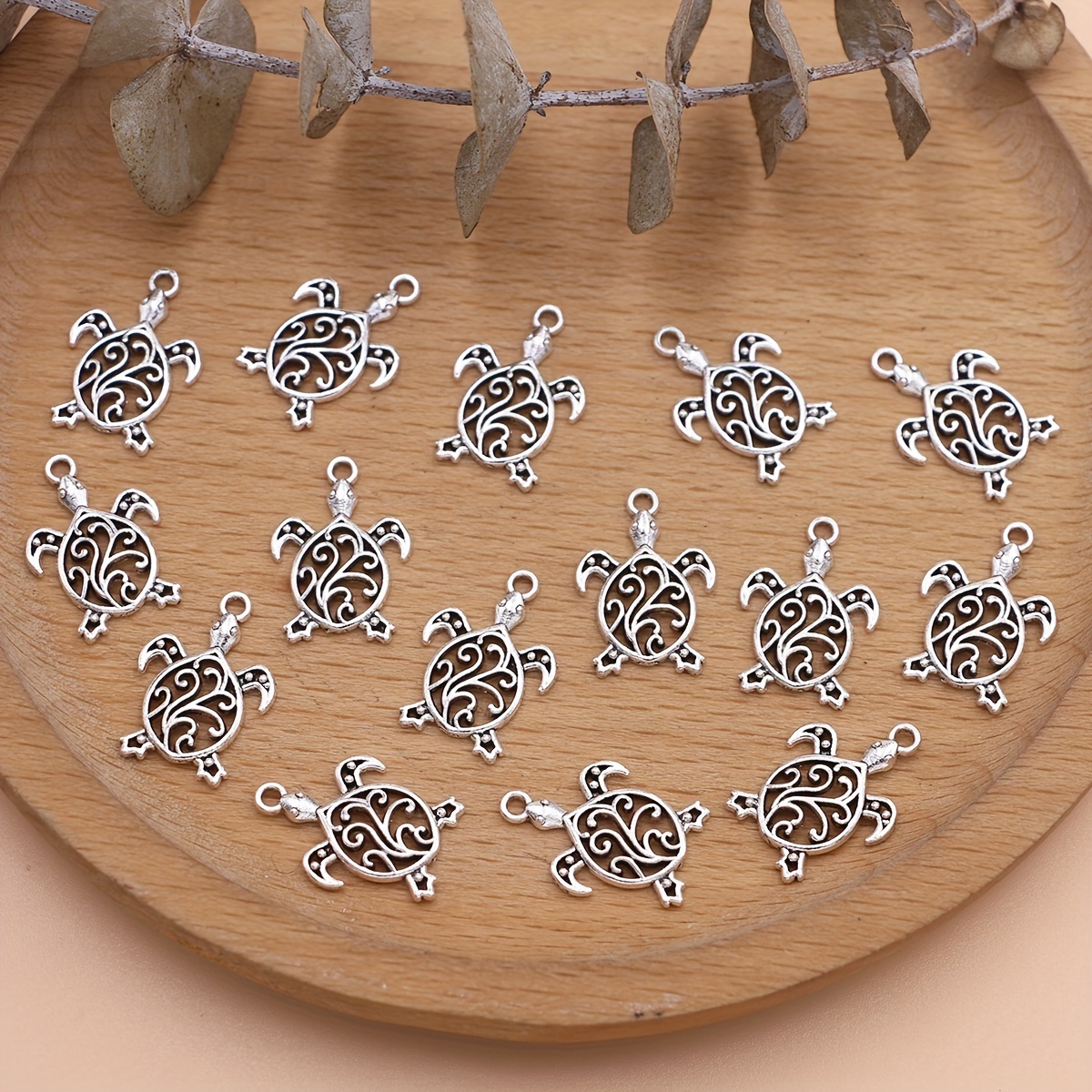 

15pcs Breloques Tortue Creuses - Pendentifs en de Zinc pour la Fabrication de Bijoux DIY, , Bracelets, Boucles d'Oreilles & Porte-clés