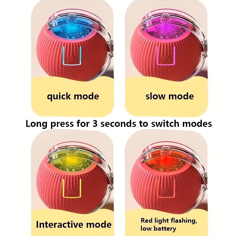 interactive cat and dog toy   2 colors   toy pet toy automatic random movement smart rolling led light up interactive pet toy suitable for indoor cats   pets active and entertained self rolling automatic play Product details 2