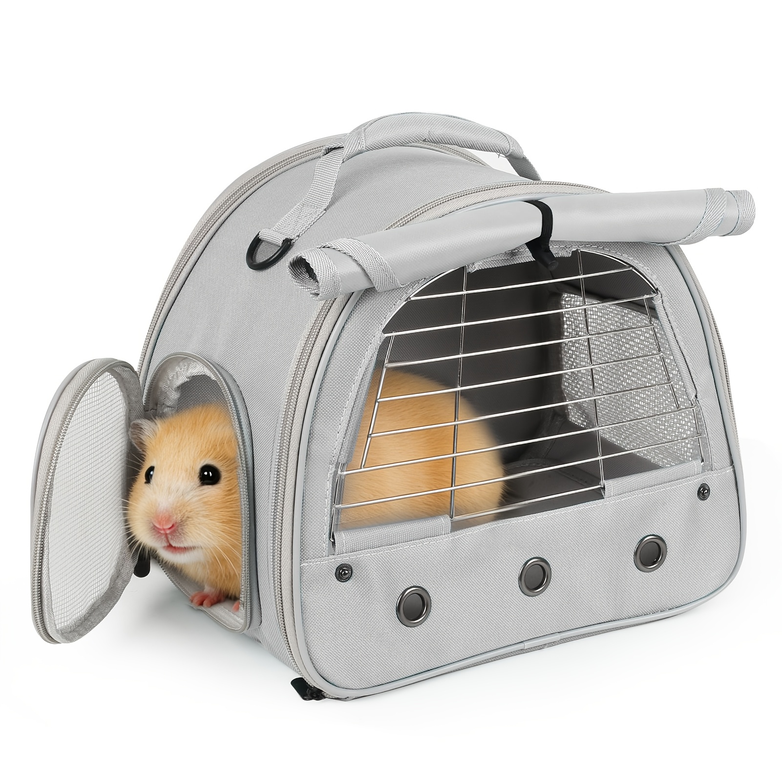 Portable Travel Bag for Small Animals with Metal Window