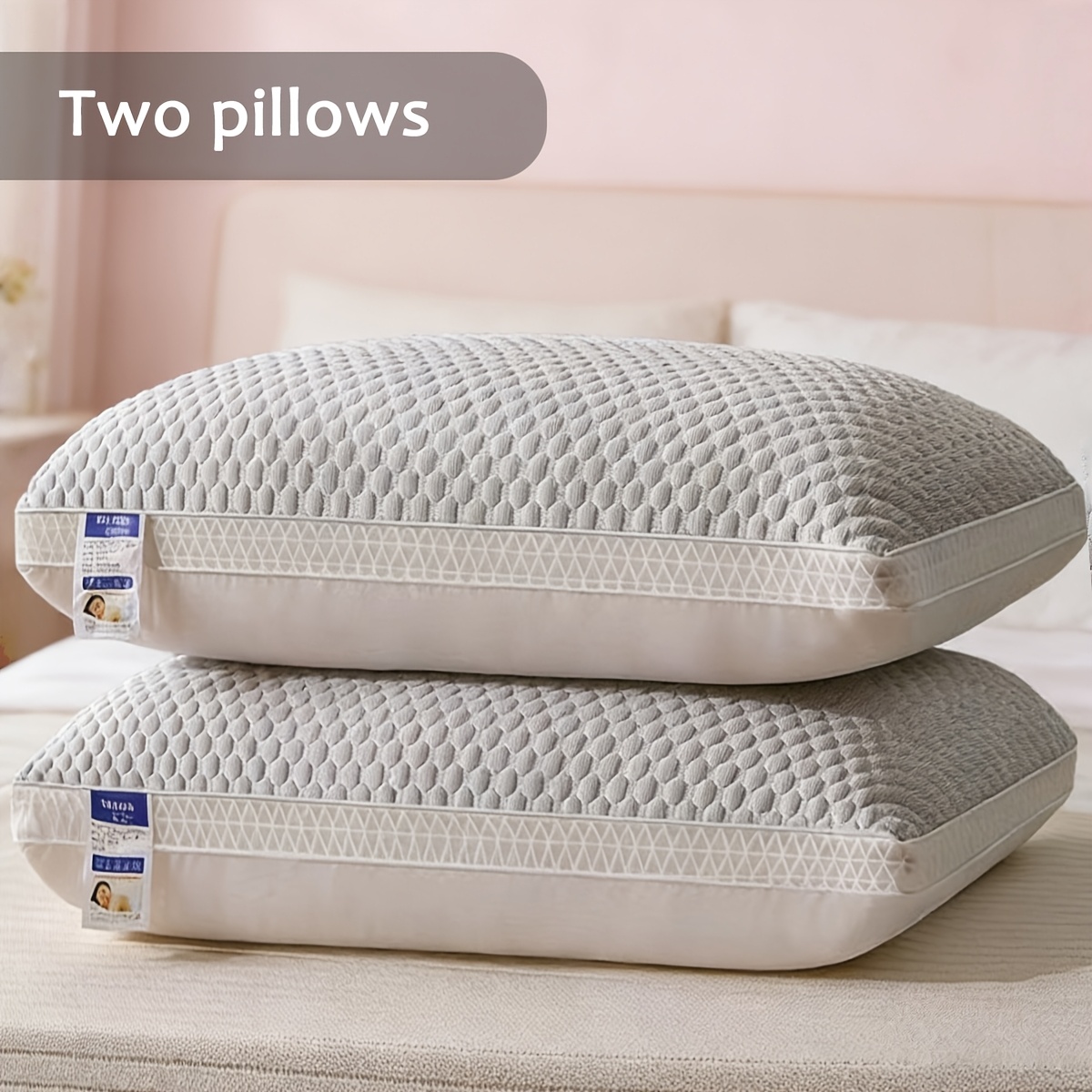 TEMU 2-pack Pillows, Soft Slow Rebound Filling, Breathable Pillow Inserts For Adults, Dorm And Home Bedroom