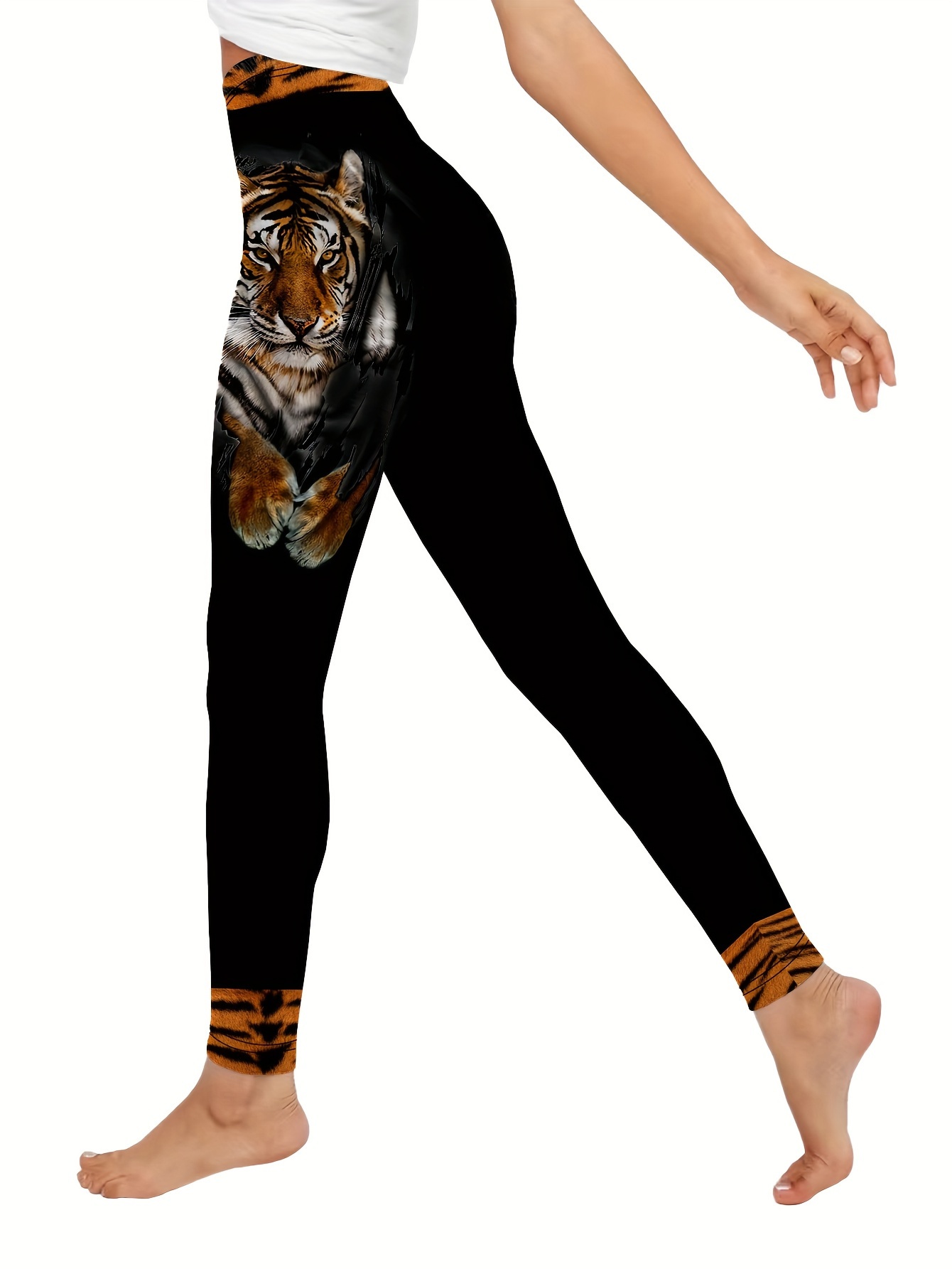 Plus Size Tiger Print Two-piece Set, Causal Sleeveless Tank Top & Leggings  Outfits For Spring & Summer, Women's Plus Size Clothing