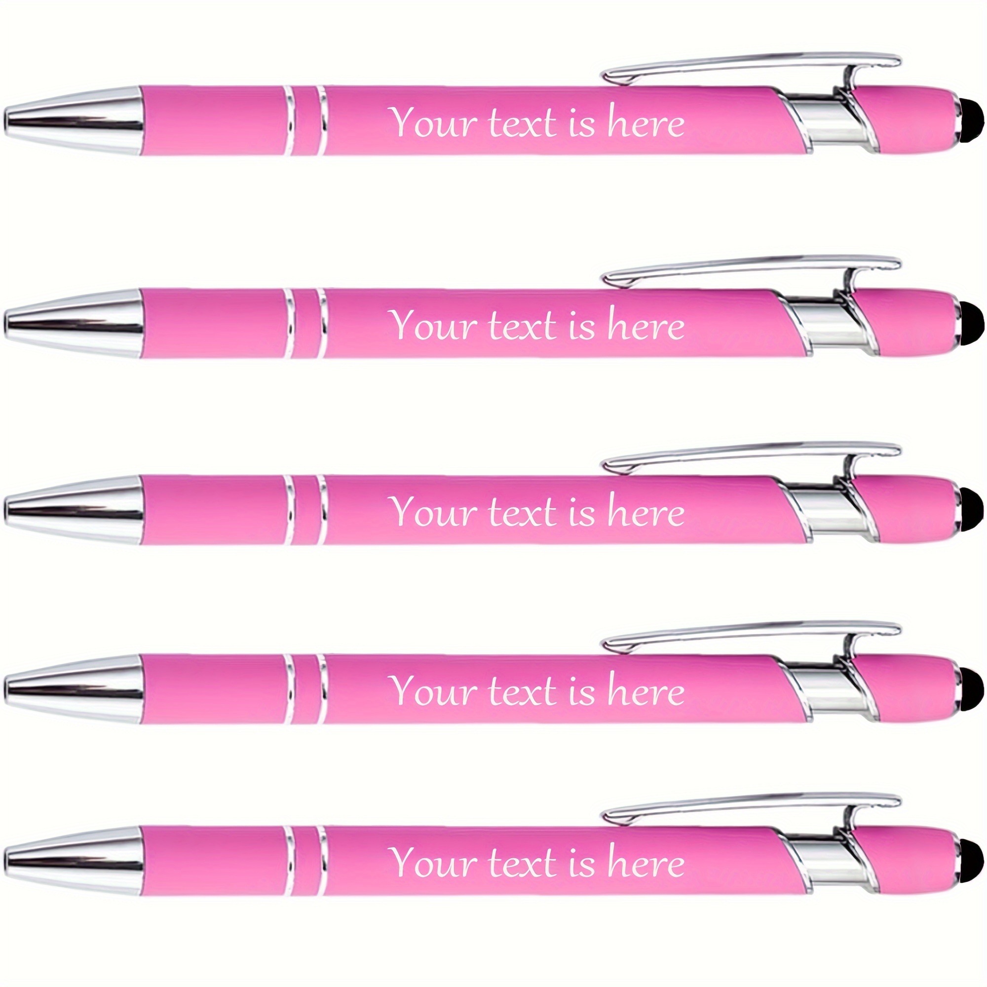 

5pcs, Rose Red Personalized Custom Metal Pen, Ballpoint Pen Multi-functional Writing Pen Stationery Pen Souvenir Gift Crafts, Touch Screen Pen